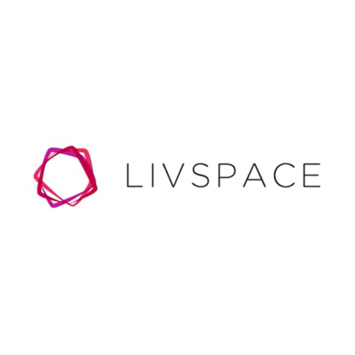 The image features the Livspace logo, a well-known home interior and renovation platform offering design and execution services.