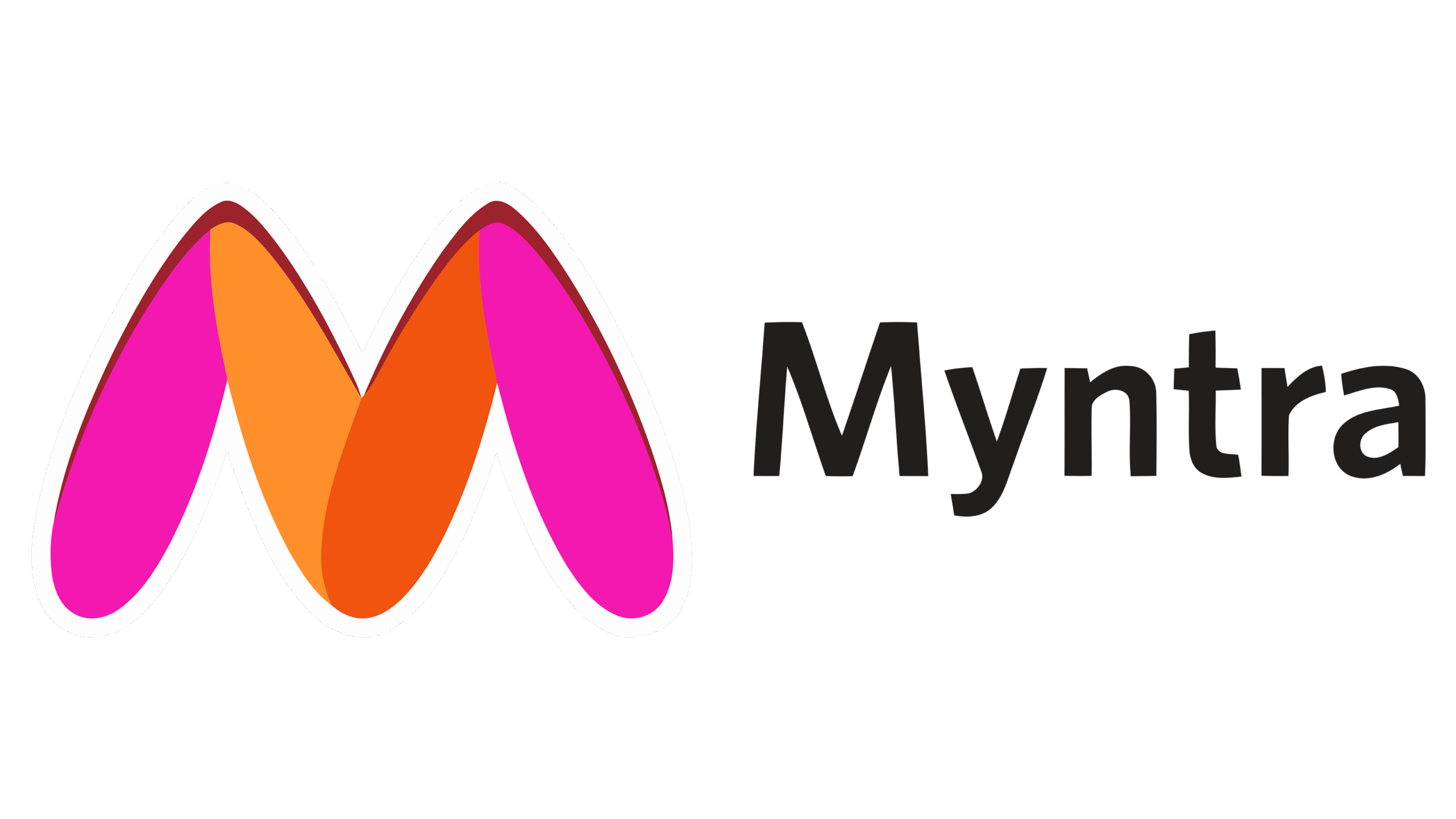 The image features the Myntra logo, a well-known Indian fashion and lifestyle e-commerce platform, with a bold "M" in pink, orange, and red hues.